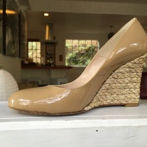 LK Bennett Zella Nude Patent Leather Wedge size 36